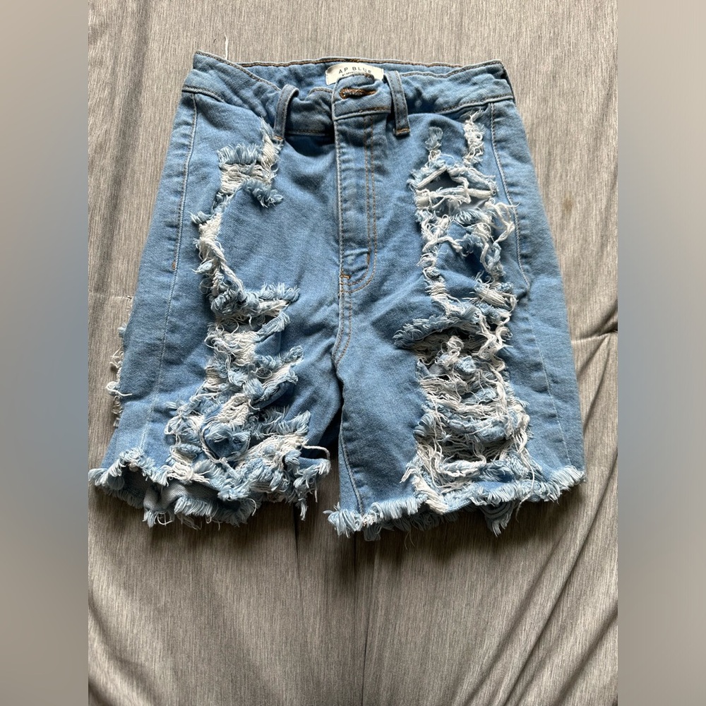 Light Washed Distressed Bermuda Shorts